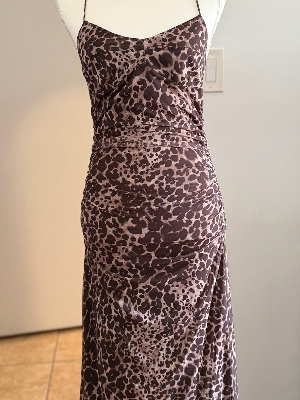 Mango Brown Leopard-Print Maxi Slip Dress